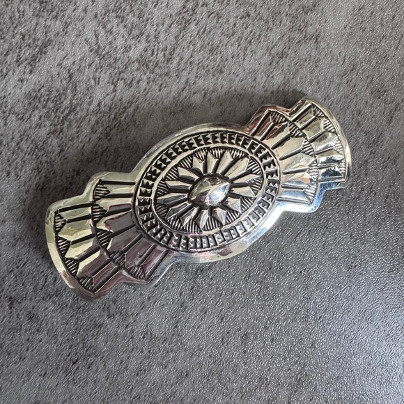 Sterling Silver Jolene Yazzie Western Concho Style Hair Clip Barrette - Picture 1 of 4